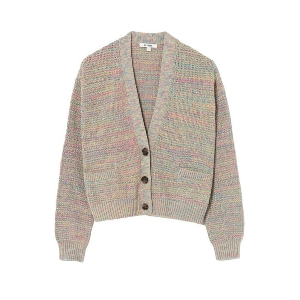 NWOT RE/DONE Multicolor Spacedye Knit Cardigan Sweater sz M